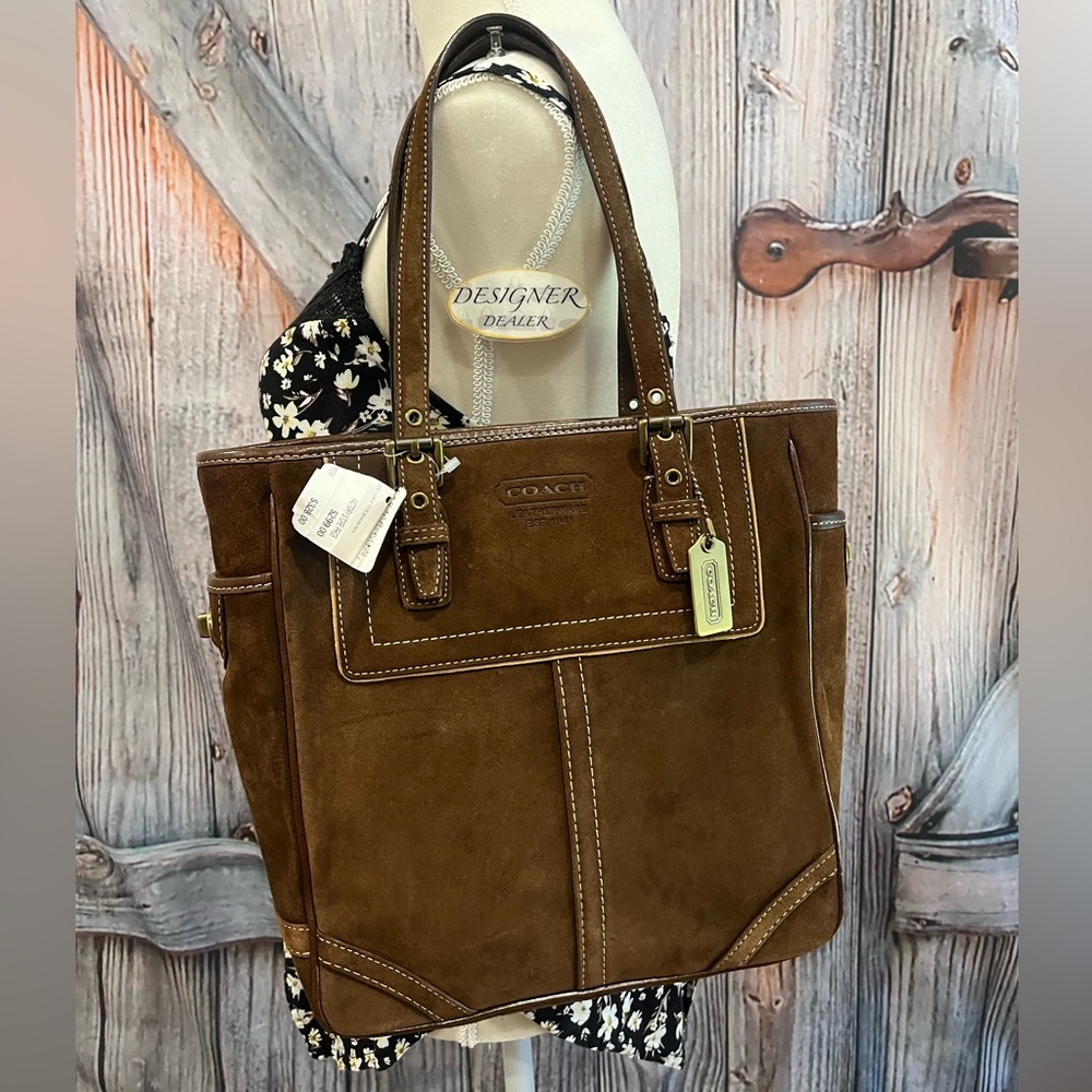 COACH Vintage Brown Suede Lunch Tote Bag 10410 NWT - Picture 2 of 13